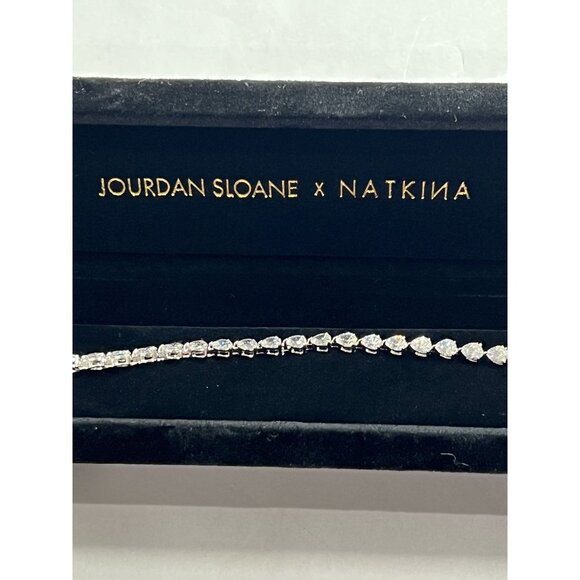NATKINA x Jourdan Sloane Frosted Teardrop Bracelet in White Silver - Picture 3 of 4